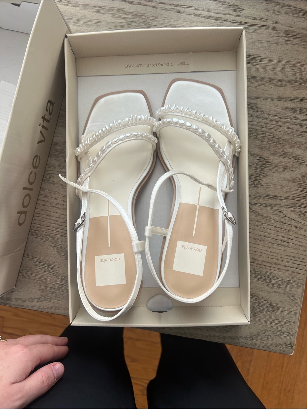 Dolce Vita White Beaded Slingback Sandals